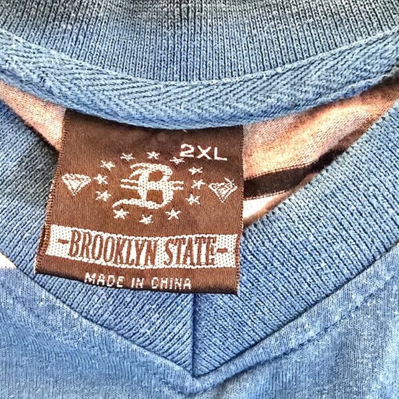 Brooklyn State 2XL Mens Striped Blue/Black/Grey/White T-Shirt 00016 - Picture 2 of 4